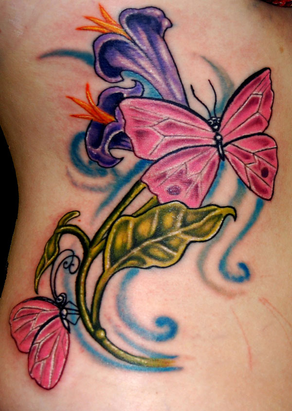 50 Butterfly tattoos with flowers for women - nenuno creative