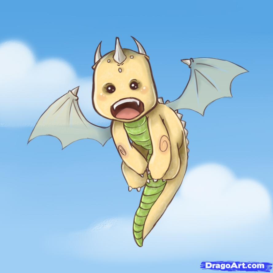 How to Draw a Cute Dragon, Step by Step, Dragons, Draw a Dragon ...