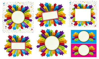 Colorful three-dimensional star border vector material - Vector