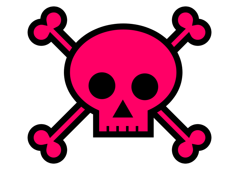 Free Pink Skull with Crossbones Clip Art