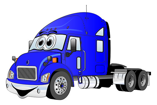Semi Truck Blue Cartoon" by Graphxpro | Redbubble