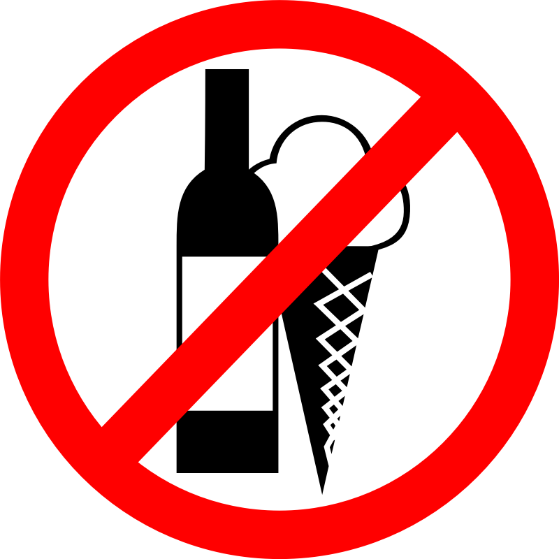 Clipart - Sign "No Drinks, No Ice Cream"