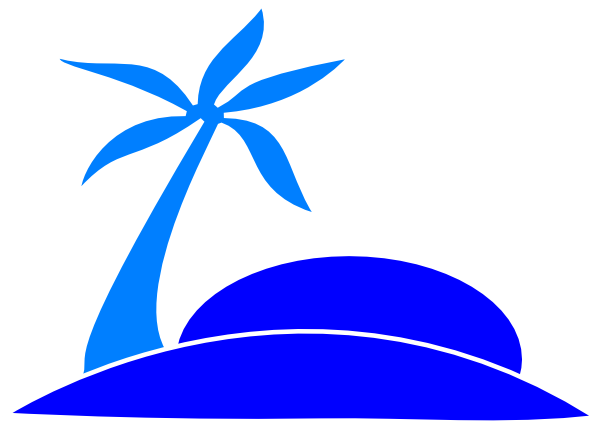 Blue Palm Tree Beach W/sun clip art - vector clip art online ...
