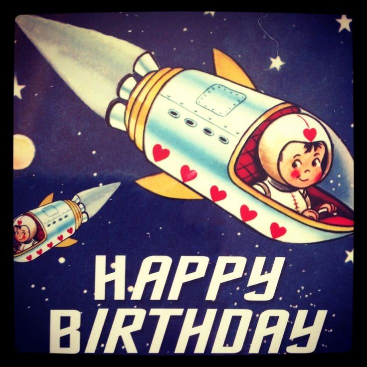 Retro Space Boy Happy Birthday Card | Cards | Pinterest