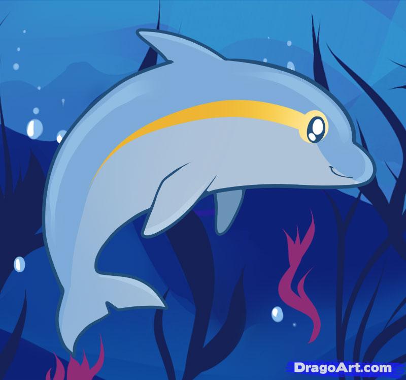 How to Draw a Dolphin for Kids, Step by Step, Animals For Kids ...
