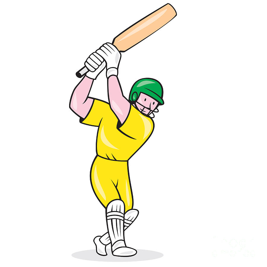 Cricket Player Batsman Batting Cartoon by Aloysius Patrimonio