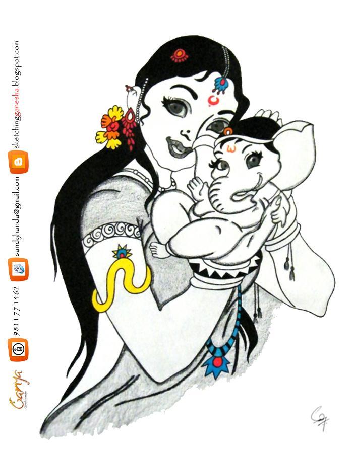 Conquering Desires by Ganya - Ganesha Sketches | Paintings ...
