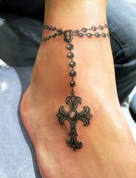 rosary beads ankle tattoo, simply beautiful, constant reminder ...