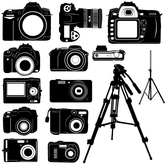 Black and White Digital Camera Silhouette Vector - Free Vector ...