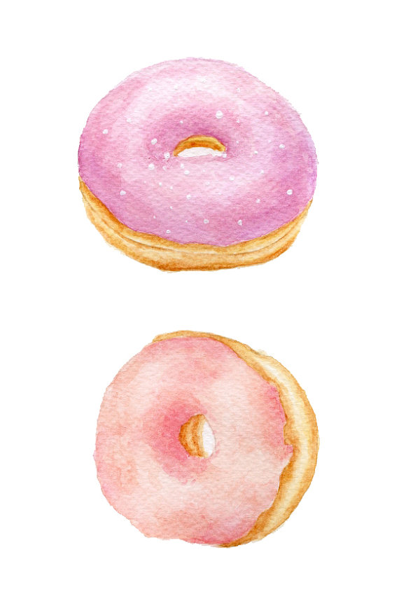 ORIGINAL Painting Pink Doughnuts Food by ForestSpiritArt on Etsy