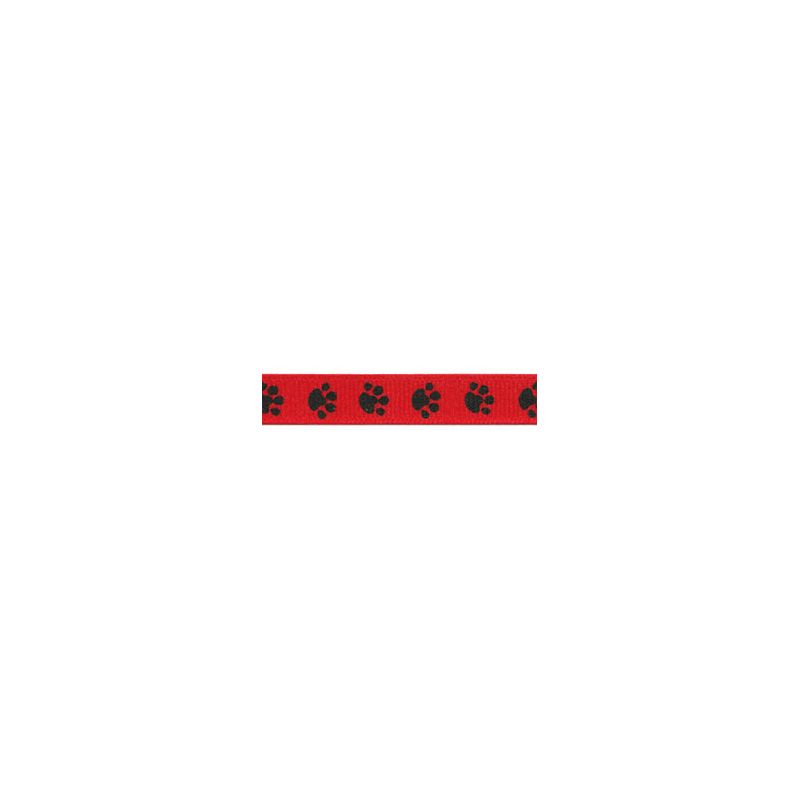CHTR Ribbon - Grosgrain Paw Print Red/Black, 0,