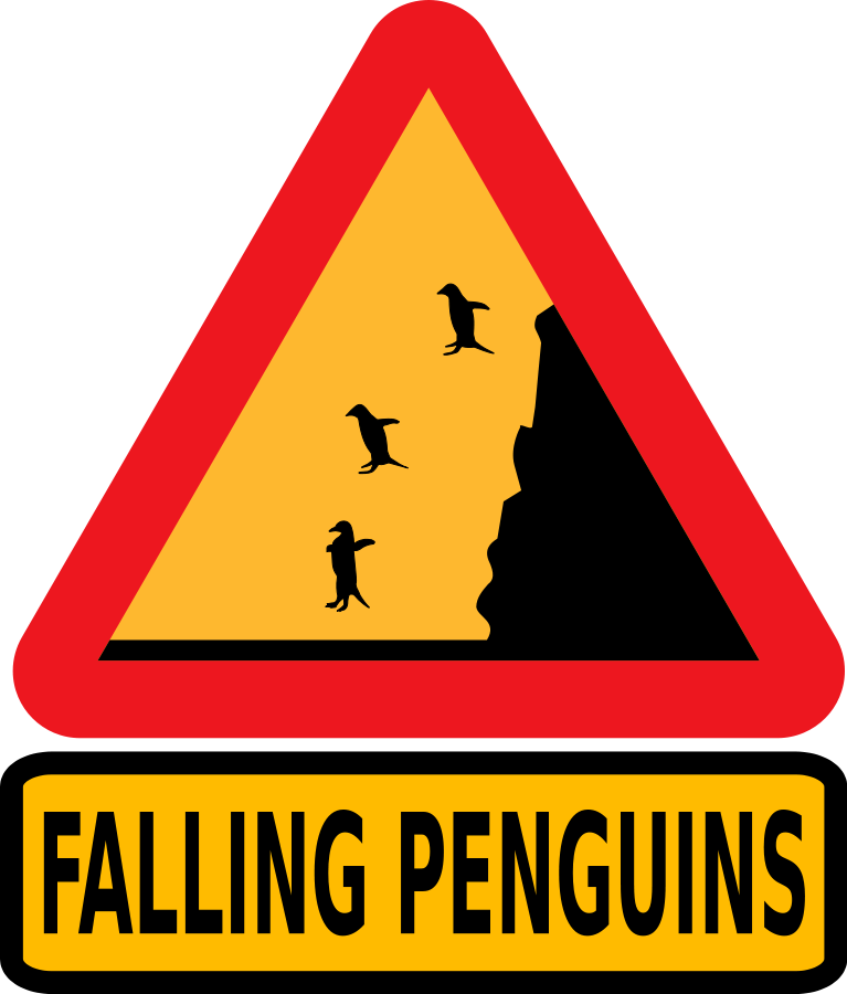 Warning falling penguins Clipart, vector clip art online, royalty ...