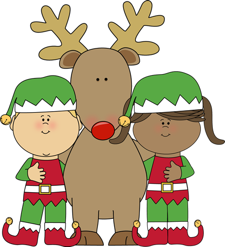 Christmas Elves with Reindeer Clip Art - Christmas Elves with ...