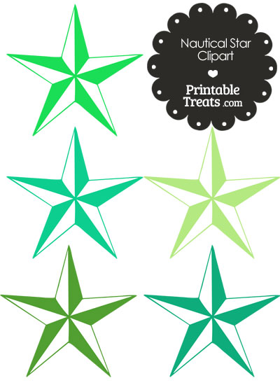 Nautical Star Clipart in Shades of Green
