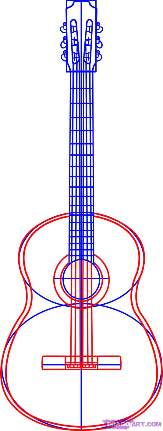 How To Draw A Guitar, Step by Step, String, Musical Instruments ...