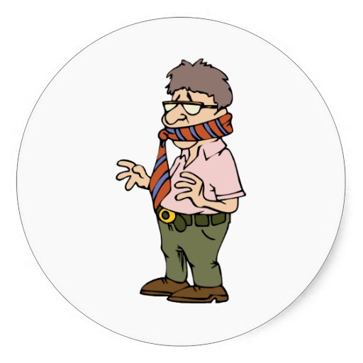 Funny Cartoon Male Man Teacher Necktie Stickers | Zazzle