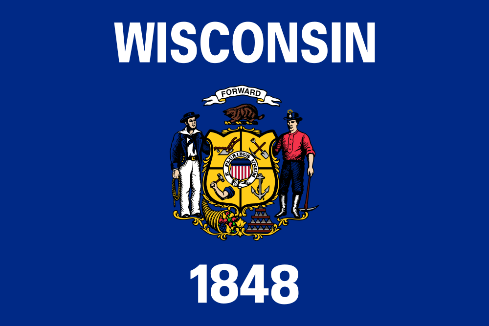 Wisconsin: Flags - Emblems - Symbols - Outline Maps