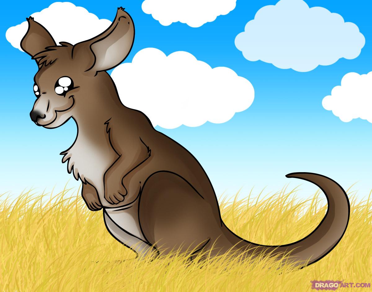 How to Draw a Cartoon Kangaroo, Step by Step, Cartoon Animals ...