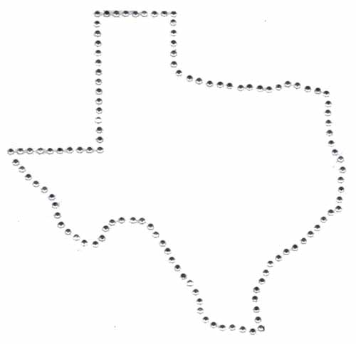 CS101295-TX TEXAS STATE OUTLINE CLEAR STONES 6"x6", Isaacs Designs
