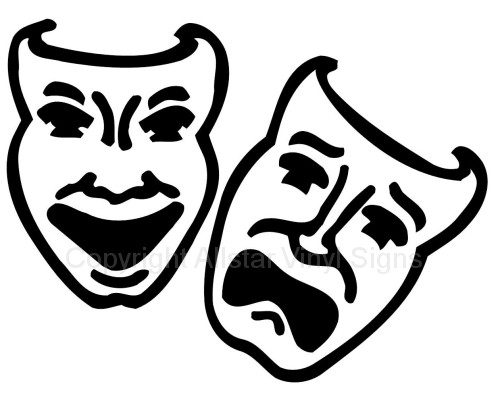 Theater Masks #2 - Drama Car Stickers - Theater Vinyl Window Decals