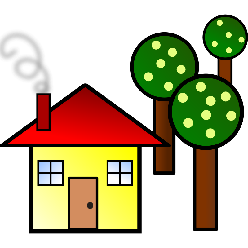 Clipart - house with trees