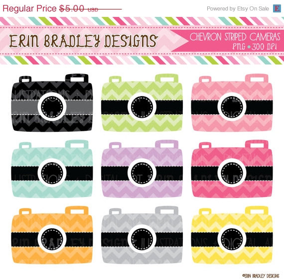 50% OFF SALE Chevron Striped Camera Clipart Commercial Use Clip ...