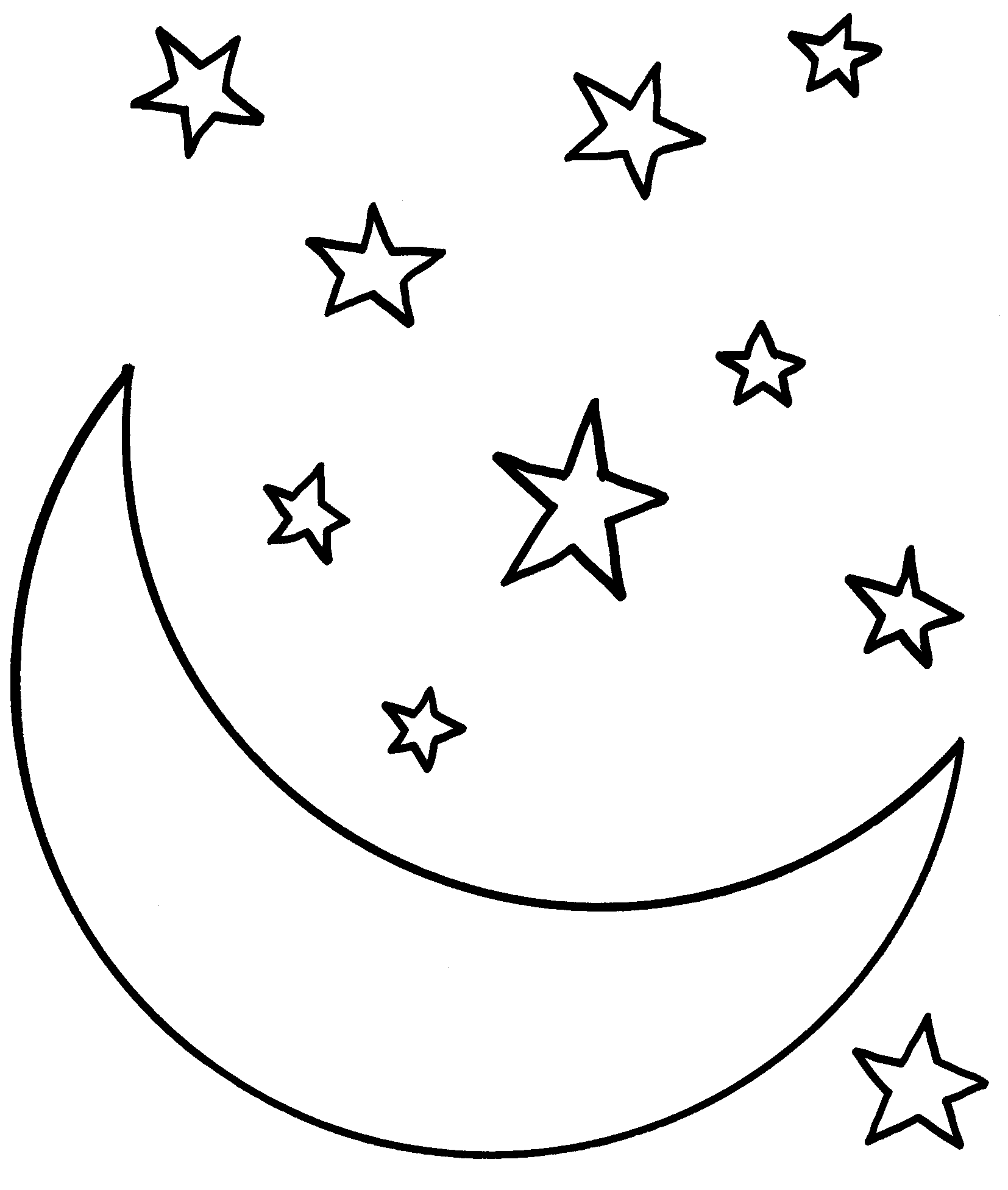 Coloring Page - Moon & Stars