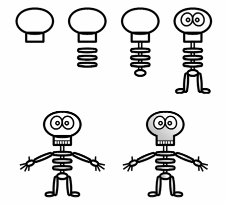 How to draw a cartoon skeleton | Skeletal System - Bones | Pinterest
