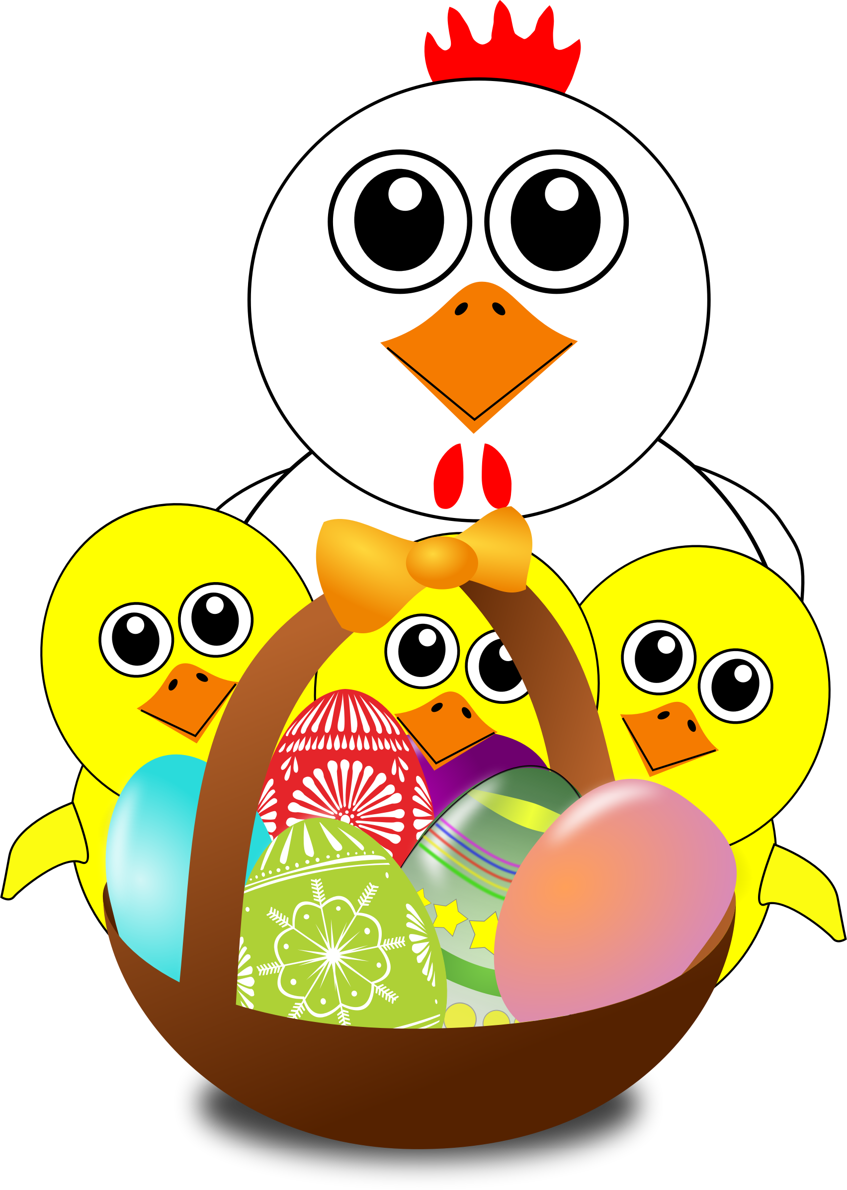 Clipart - Funny Chicken and Chicks Cartoon Easter