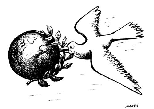 dove and the world By Medi Belortaja | Politics Cartoon | TOONPOOL
