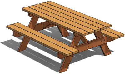 Free 3D Woodworking Plans - Picnic Table