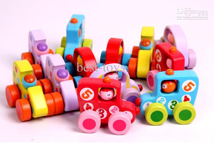 Wholesale Wooden toy mini car color mini wooden cartoon car Wooden ...