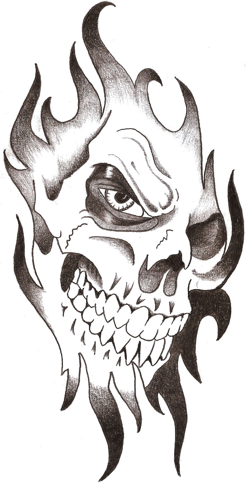 Gallery For > Good And Evil Skull Tattoo Sketckes
