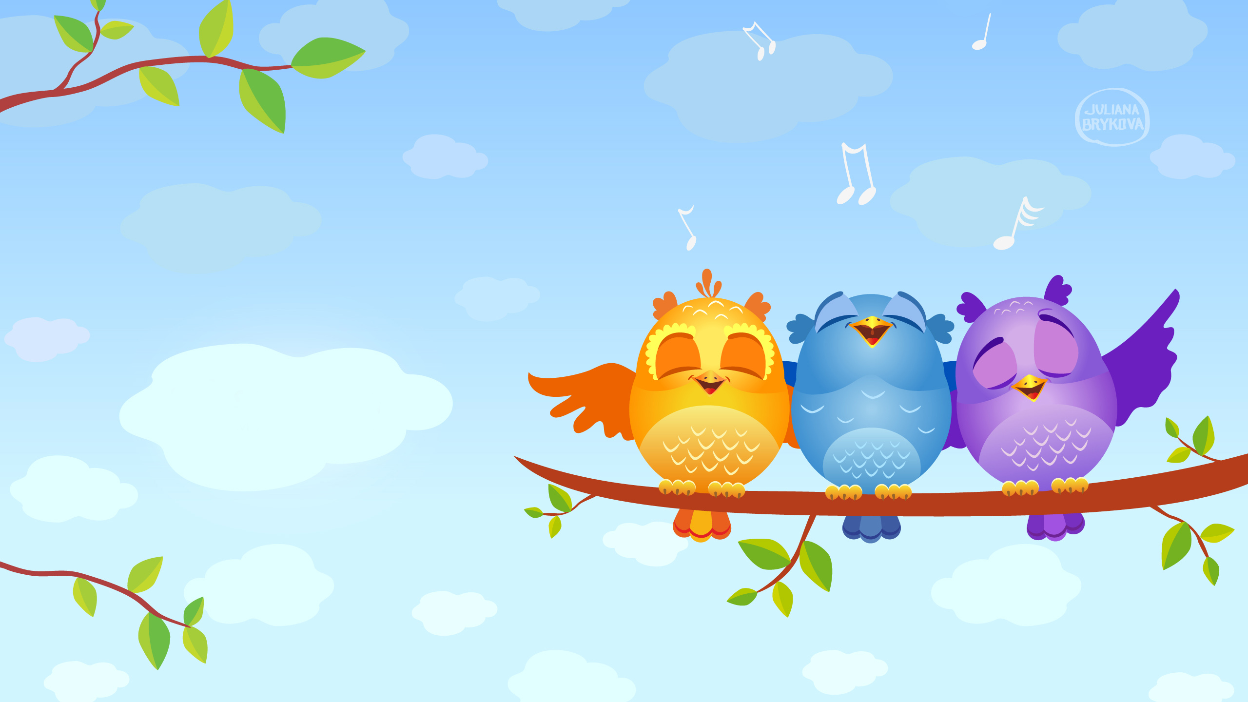 Cute Cartoon Birds Singing #6994242