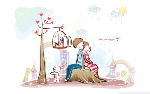 Cartoon Love Couple Quotes Wallpaper (1920x1200) - White ...