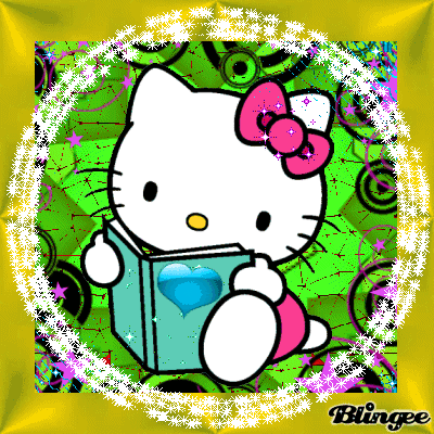 Hello Kitty is reading a book of Blingee Picture #88820019 ...