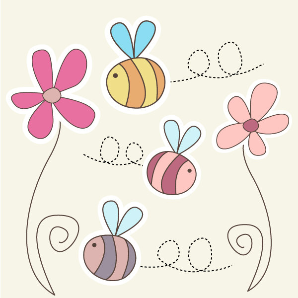 Cute Bumble Bee Clipart set 2 Flowers and 3 by CollectiveCreation