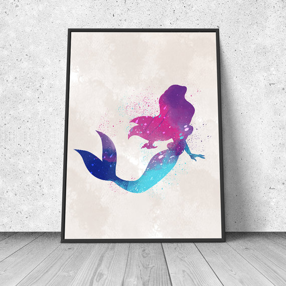 The Little Mermaid, Ariel, watercolor illustration, giclee art ...