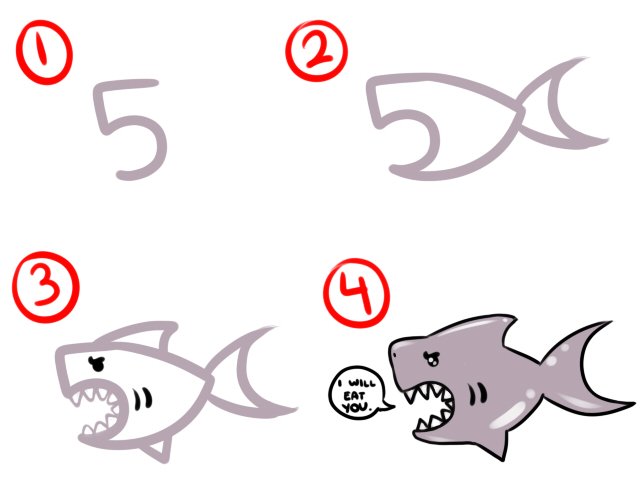 How to Draw a Shark from the Number 5 by Magdalion on DeviantArt