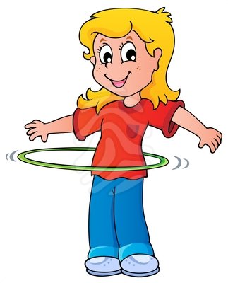 Girl exercise with hula hoop - clipart #