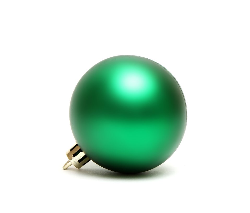 Free Stock Photos | A green Christmas ornament isolated on a white ...