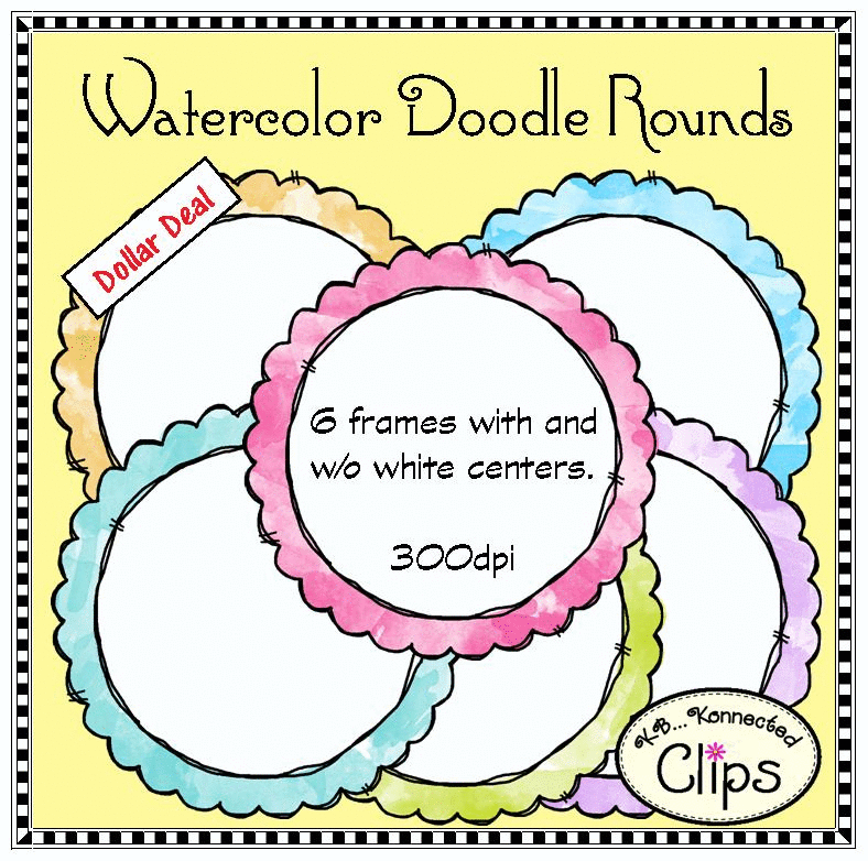 Dollar Deal! Watercolor Doodle Rounds