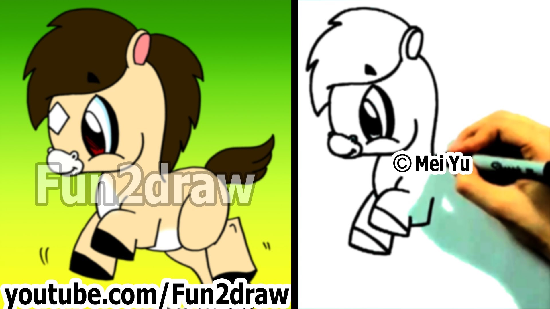 How to Draw a Cartoon Horse - Easy Things to Draw - Fun2draw - YouTube