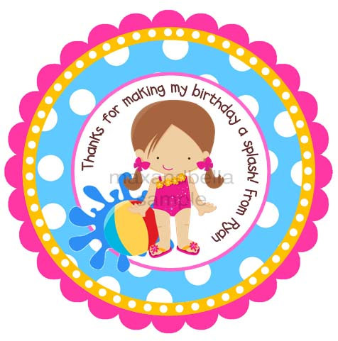 Pool Party Personalized Stickers Gift Tags Party by maxandbella