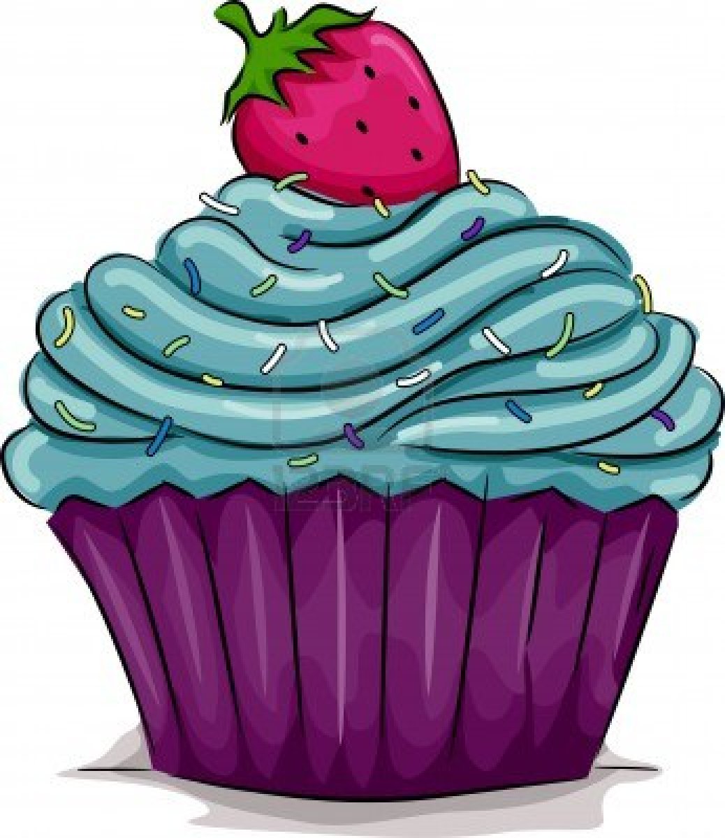 Illustration Of A Cupcake With A Strawberry On Top image - vector ...
