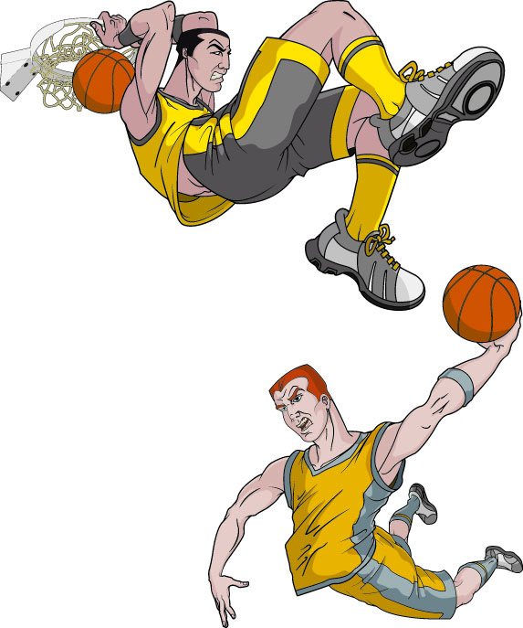 Basketball cartoon characters vector Free Vector / 4Vector