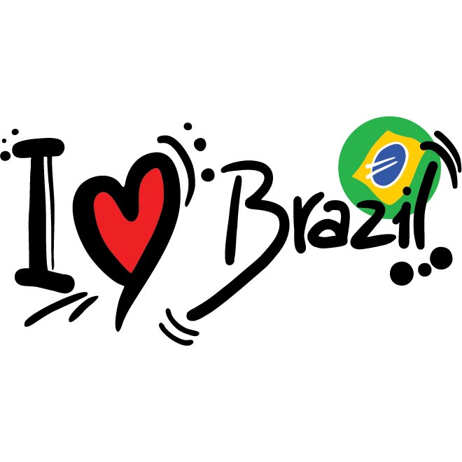 I love brazil with Brazilian flag in circle on white background ...