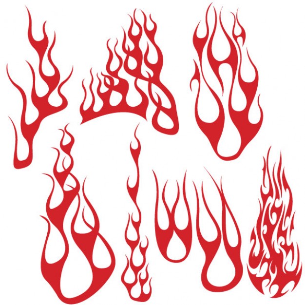 Red flame shapes vector pack Vector | Free Download