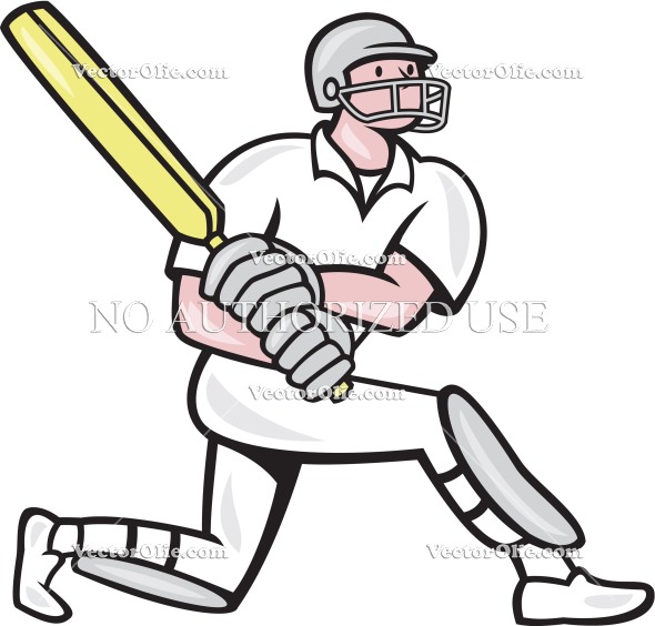 Cricket Player Batsman Batting Kneel Cartoon | royalty-free ...