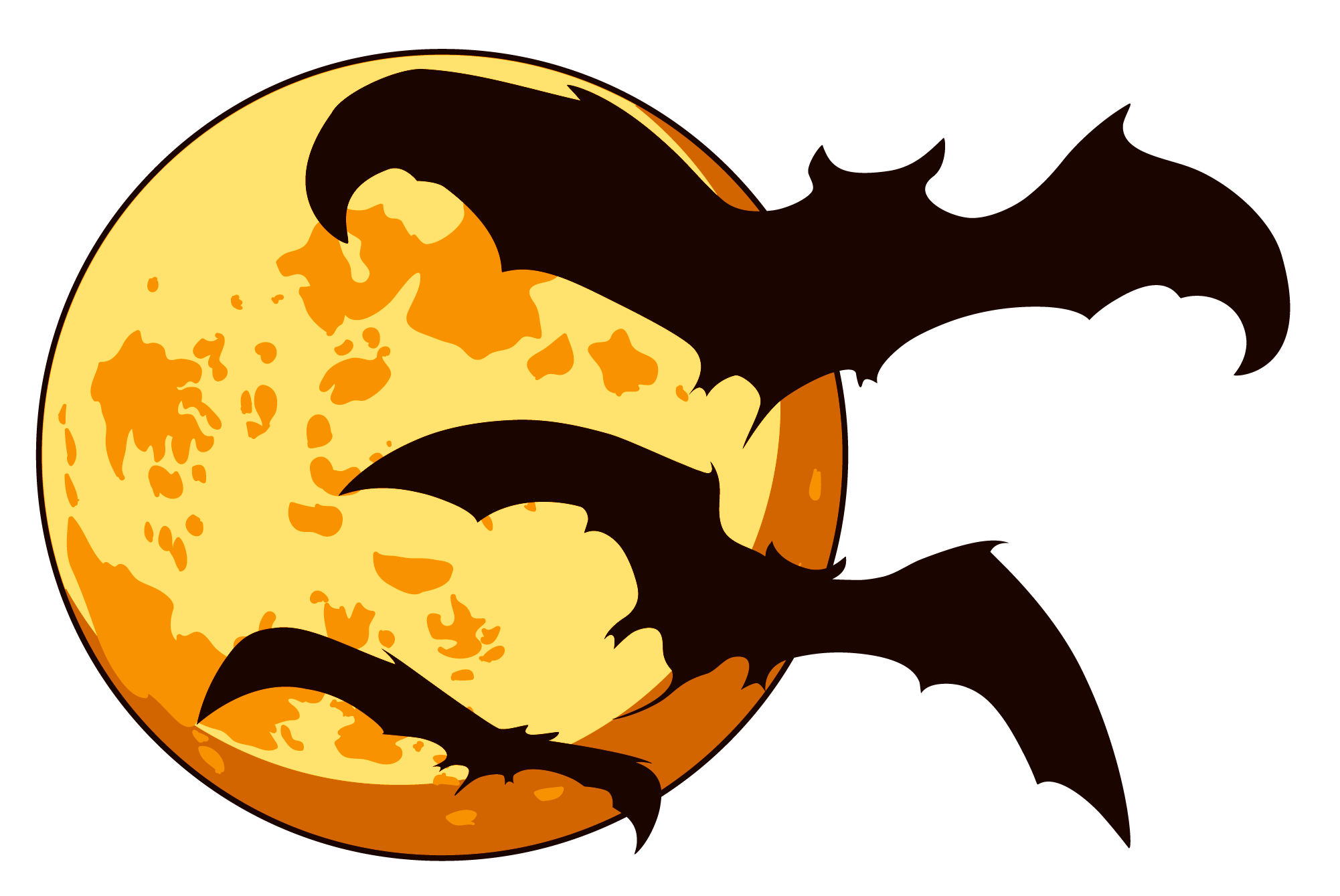 Orange Halloween Moon with Bats PNG Clipart